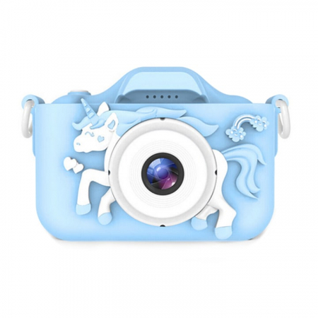 Laptopuri, tablete si gadget-uri copii - Camera foto digitala pentru copii VarioShop®, Dual camera, Efecte multiple, Jocuri, 12MP, 1920 x 1080 Video ecran 2.0 inch baterie 600 mAh, model Unicorn, Albastru
