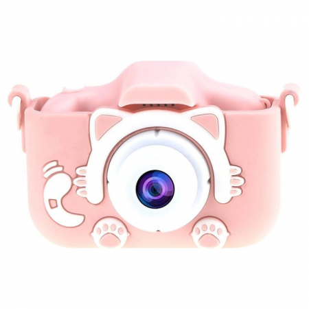 Camera foto pentru copii VarioShop®, Video, Jocuri, Muzica, 32GB SD card 1080P HD, 2.0 inch, 600 mAh, Husa Protectie Silicon, 3 ani+, Roz [16]