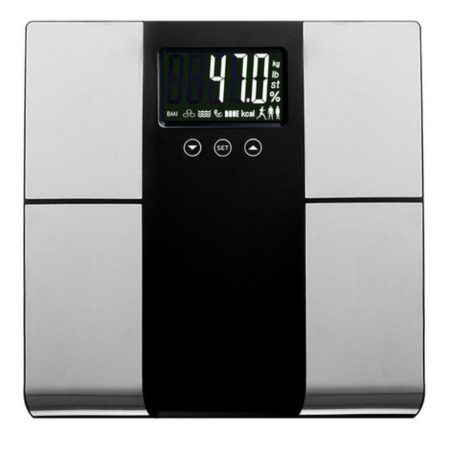 Frumusete & Ingrijire - Cantar de baie electronic analitic , 225kg, masurare BMI, negru-silver, 31x31x2,5cm