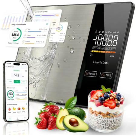 Electrocasnice mici bucatarie - Cantar de bucatarie inteligent VarioShop®, cu aplicatie Fitdays, calculator calorii, functie TARE, precizie 1g, capacitate 5 kg, Bluetooth