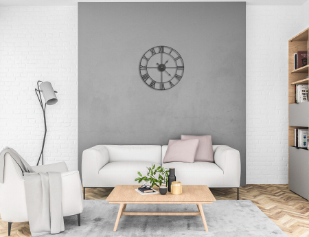 Ceas De Perete Stil Vintage VarioShop®, Din Metal, Cu Numere Romane, Mecanism Cu Secundar Silentios, Fara Ticait, Potrivite Pentru Decorarea Sufrageriei, Diametru 47, 5 cm, Negru [10]