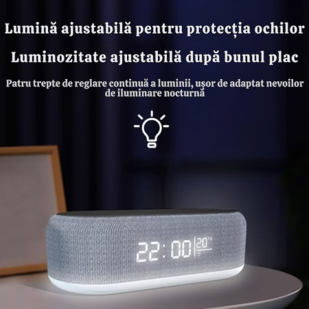 Ceas Multifunctional 4in1 VarioShop®, Design Modern, Alarma, Incarcator Wireless, Lumina Ambientala, Afisarea temperaturii, Afisaj LED, 20x10x6, 5cm, Gri-Negru [2]