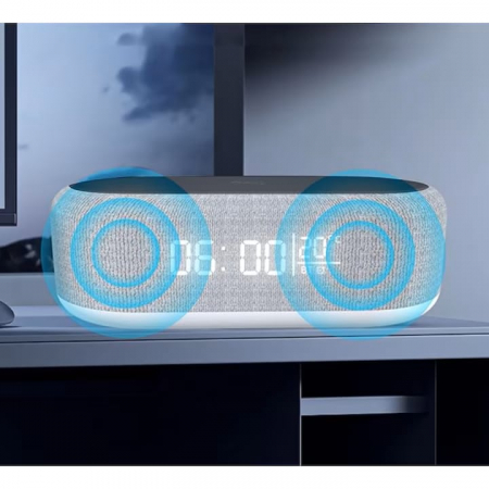 Ceas Multifunctional 4in1 VarioShop®, Design Modern, Alarma, Incarcator Wireless, Lumina Ambientala, Afisarea temperaturii, Afisaj LED, 20x10x6, 5cm, Gri-Negru [4]