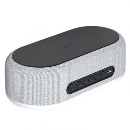 Decoratiuni - Ceas Multifunctional 4in1 VarioShop®, Design Modern, Alarma, Incarcator Wireless, Lumina Ambientala, Afisarea temperaturii, Afisaj LED, 20x10x6, 5cm, Gri-Negru