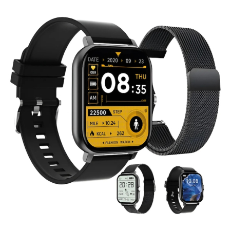 Electronice & Gadgeturi - Ceas Smart VarioShop® monitorizare sanatate, apeluri, notificari, 7 moduri sportive, ecran tactil color, 2 curele, compatibil Android si iOS