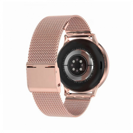 Ceas Smartwatch VarioShop®, Monitorizare Ritm Cardiac, Tensiune Arteriala, Multisport, Compatibil Android si iOS, Ecran IPS 1.19 inch, Bluetooth 5.0, Impermeabil, Baterie 200mAh, Elegant, Auriu [15]