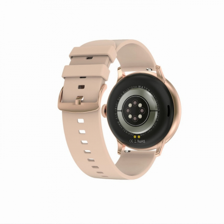Ceas Smartwatch VarioShop®, Monitorizare Ritm Cardiac, Tensiune Arteriala, Multisport, Compatibil Android si iOS, Ecran IPS 1.19 inch, Bluetooth 5.0, Impermeabil, Baterie 200mAh, Elegant, Auriu [21]