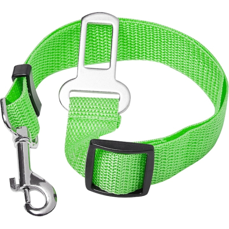 Plimbare & Transport - Centura de siguranta auto pentru caini si pisici VarioShop®, lesa, reglabila, design cu dublu sistem de siguranta, Verde
