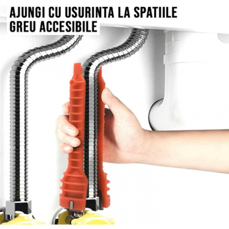 Cheie universala pentru instalatii sanitare VarioShop®, montaj baterii si chiuvete, reglabila, ergonomica, plastic/otel, Rosu [7]