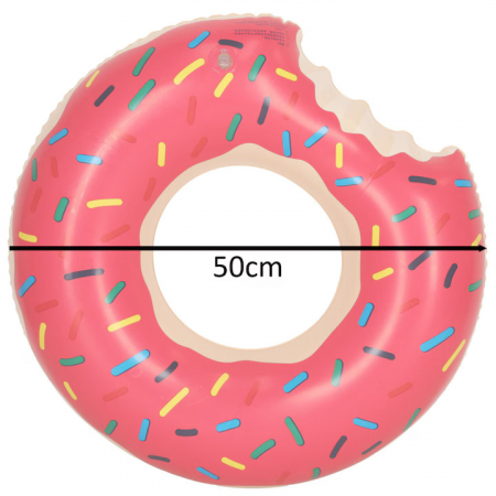 Colac de inot gonflabil pentru copii in forma de gogoasa VarioShop®, accesoriul perfect pentru distractie si siguranta in apa, 50 cm, Roz [4]