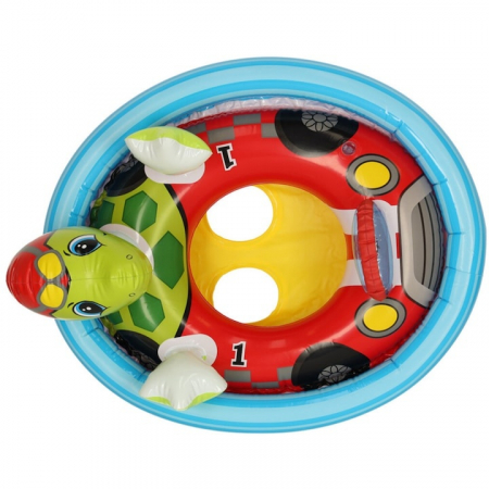 Colac de inot pentru copii VarioShop®, model testoasa, varsta 3-4 ani, sarcina maxima 23 kg, camera unica cu supapa de siguranta, petic inclus, 76 x 58 cm, Albastru/Verde [2]