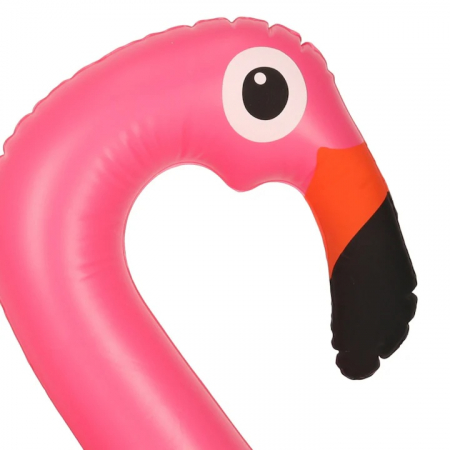 Colac gonflabil pentru copii VarioShop®, in forma de flamingo, jucarie din PVC, cu aripioare laterale ca manere si gauri pentru picioare, ideal pentru piscina, mare sau lac, Roz [7]