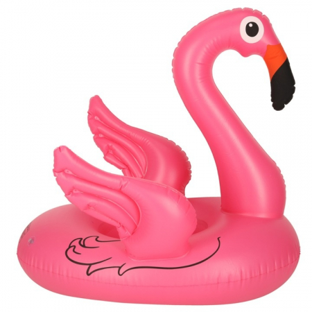 Colac gonflabil pentru copii VarioShop®, in forma de flamingo, jucarie din PVC, cu aripioare laterale ca manere si gauri pentru picioare, ideal pentru piscina, mare sau lac, Roz [8]