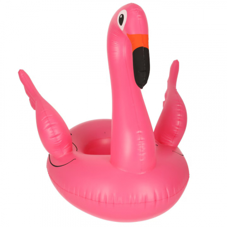 Colac gonflabil pentru copii VarioShop®, in forma de flamingo, jucarie din PVC, cu aripioare laterale ca manere si gauri pentru picioare, ideal pentru piscina, mare sau lac, Roz [4]