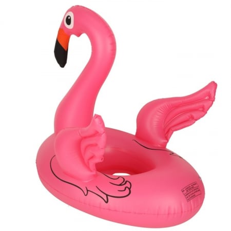 Colac gonflabil pentru copii VarioShop®, in forma de flamingo, jucarie din PVC, cu aripioare laterale ca manere si gauri pentru picioare, ideal pentru piscina, mare sau lac, Roz [3]