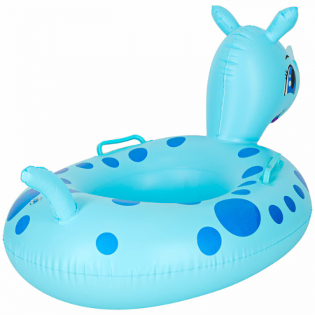 Colac gonflabil tip ponton pentru copii VarioShop®, in forma de rinocer, jucarie acvatica din PVC durabil, cu scaun si manere laterale, ideala pentru piscina sau vacante la mare, Albastru [3]