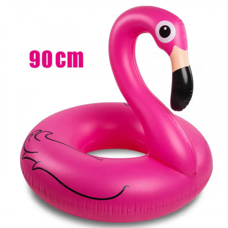 Colac gonflabil VarioShop®, in forma de flamingo pentru copii, 90 cm, design atragator, durabil si sigur pentru joaca si relaxare in apa, greutate maxima 70 kg, Roz [5]