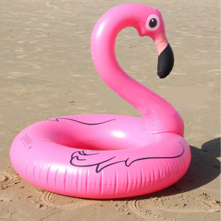 Colac gonflabil VarioShop®, in forma de flamingo pentru copii, 90 cm, design atragator, durabil si sigur pentru joaca si relaxare in apa, greutate maxima 70 kg, Roz [4]