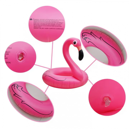 Colac gonflabil VarioShop®, in forma de flamingo pentru copii, 90 cm, design atragator, durabil si sigur pentru joaca si relaxare in apa, greutate maxima 70 kg, Roz [6]