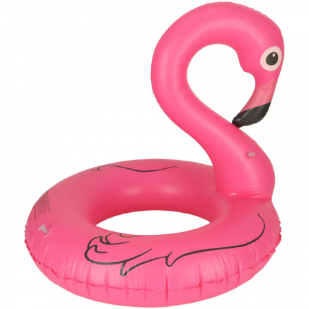 Colac gonflabil VarioShop®, in forma de flamingo pentru copii, 90 cm, design atragator, durabil si sigur pentru joaca si relaxare in apa, greutate maxima 70 kg, Roz [7]