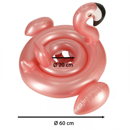 Colac inot pentru copii VarioShop®, model flamingo, diametru 60 cm, din PVC durabil, cu orificii pentru picioare, design atragator, ideala pentru joaca, relaxare, invatarea inotului, Roz [2]