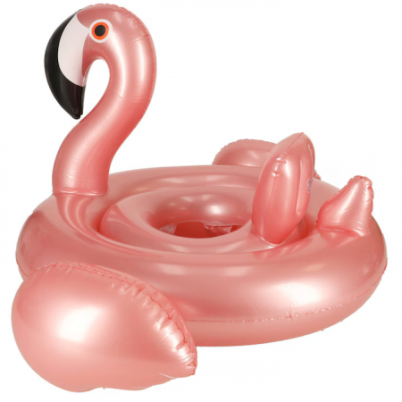 Colac inot pentru copii VarioShop®, model flamingo, diametru 60 cm, din PVC durabil, cu orificii pentru picioare, design atragator, ideala pentru joaca, relaxare, invatarea inotului, Roz [5]