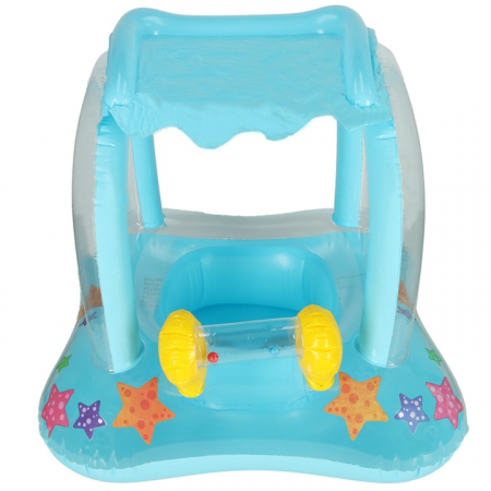 Colac pentru copii cu scaun si parasolar VarioShop®, protectie solara, siguranta si distractie garantata pentru piscina sau mare, 72 x 72 cm, Albastru [5]