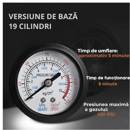 Compresor auto 12V VarioShop®, Ideal pentru umflarea tuturor tipurilor de anvelope auto, motociclete, biciclete, mingi, saltele, 150PSI/10BAR, 120W [2]