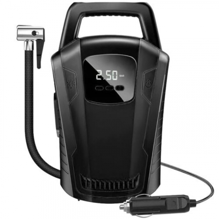 Auto & Moto - Compresor auto 12V VarioShop®, Ideal pentru umflarea tuturor tipurilor de anvelope auto, motociclete, biciclete, mingi, saltele, cu afisaj led, manometrul electronic si lumina, furtun de aer 47 cm lun