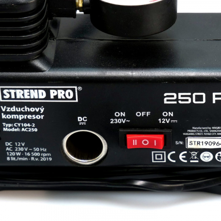 Compresor auto VarioShop®, 12v/220V, 17 bar, cu indicator de presiune, Ideal pentru pomparea rotilor auto, mingilor, saltelelor, Constructie fiabila, durabila si usor de utilizat, Negru [7]