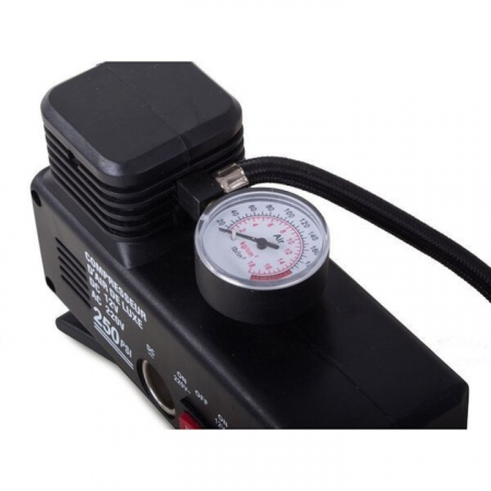 Compresor auto VarioShop®, 12v/220V, 17 bar, cu indicator de presiune, Ideal pentru pomparea rotilor auto, mingilor, saltelelor, Constructie fiabila, durabila si usor de utilizat, Negru [13]