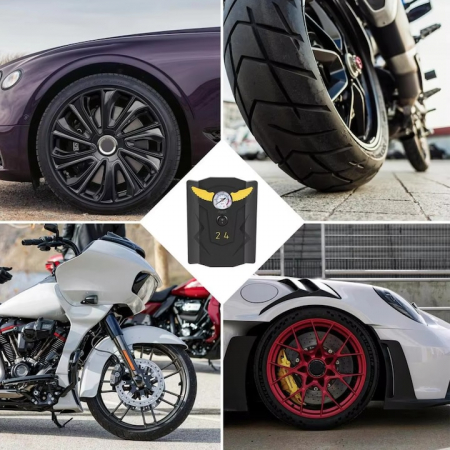 Compresor auto VarioShop®, Ideal pentru umflarea tuturor tipurilor de anvelope auto, motociclete, biciclete, mingi, saltele, 150PSI/10BAR, 120W, 19 x 15 x 5 cm, Negru [7]