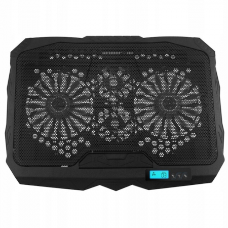 Cooler pentru laptop VarioShop®, compatibilitate 12 - 17 inch, iluminare LED, 4 nivele de inaltime, 4 ventilatoare, 15 dBA, 39 x 28 cm, Negru/Albastru [7]