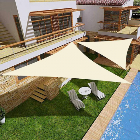 Copertina impermeabila crem pentru soare 4 x 4 x 4 cm VarioShop®, copertina triunghiulara, cu agatatoare, densitate 120 g/mp [1]