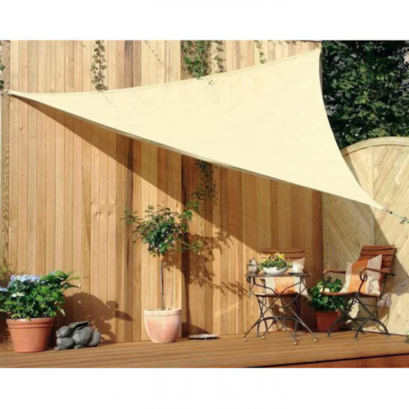 Copertina impermeabila crem pentru soare 4 x 4 x 4 cm VarioShop®, copertina triunghiulara, cu agatatoare, densitate 120 g/mp [2]