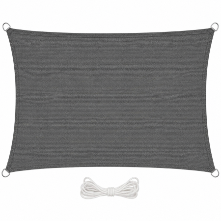 Umbrele si pavilioane gradina - Copertina parasolar VarioShop®, pentru gradina, terasa, piscina si camping, protectie UV, rezistenta la apa, dimensiune 5x7m, densitate 160 g/m², corzi incluse, gri