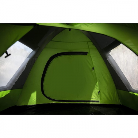 Cort camping VarioShop®, 3 persoane, fereastra ventilatie, plasa tantari, buzunare interioare, 380 x 120 x 220 cm, Negru/Verde [6]