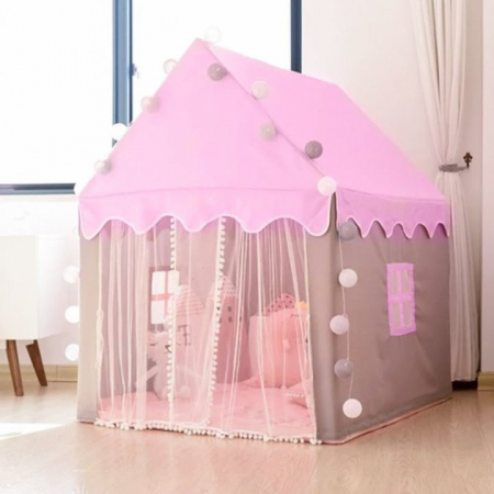 Cort casa de joaca pentru copii VarioShop®, cu lumina decorativa, ferestre, ideal pentru camera, gradina sau picnic, 130 x 100 x 115 x cm, Roz [1]
