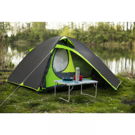Corturi camping - Cort de camping pentru 2 persoane VarioShop®, Impermeabil, Usor de Montat, Ventilat si Compact, Ideal pentru Drumetii si Excursii, Negru/Verde