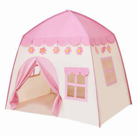 Cort de joaca pentru copii cu lumini VarioShop®, casuta cu lumini si ferestre, inaltime 126 cm, latime 130 cm, Roz [3]