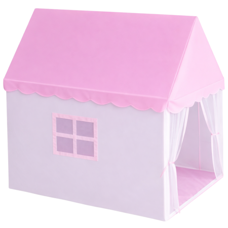 Casute si corturi copii - Cort de joaca tip castel VarioShop®, pentru copii, roz, cu 2 ferestre si intrare cu perdea, pentru interior si exterior, 130 x 98 x 125 cm