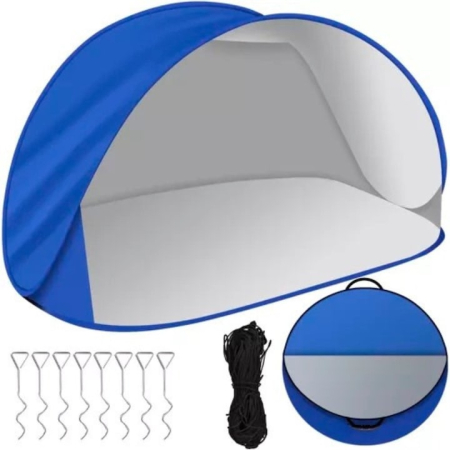 Corturi camping - Cort de plaja, autoextensibil, VarioShop®, protectie UV 30+, usor si compact, montare rapida in 2 secunde, husa de transport inclusa, 220 x 120 x 100 cm, Albastru