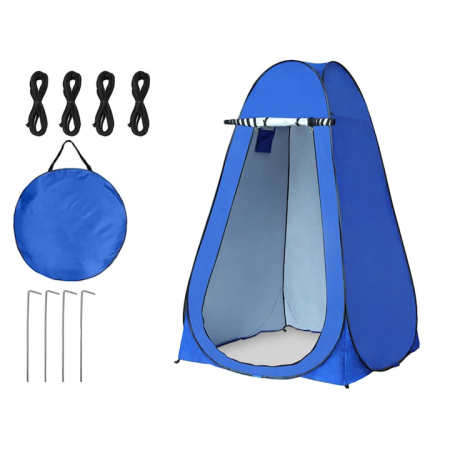 Corturi camping - Cort multifunctional portabil 3 in 1 VarioShop®, pentru camping plaja si drumetii, vestiar si cabina de dus auto pliabila, 120 x 120 x 190 cm, Albastru
