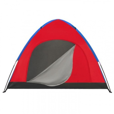 Cort pentru camping VarioShop®, potrivit pentru 2-4 persoane, impermeabil, protectie anti-insecte, husa de ploaie, compact, pliabil, 190 x 190 x 123 cm, Rosu/Albastru [4]