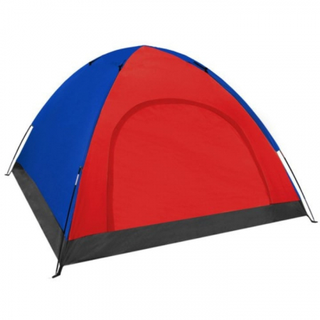 Cort pentru camping VarioShop®, potrivit pentru 2-4 persoane, impermeabil, protectie anti-insecte, husa de ploaie, compact, pliabil, 190 x 190 x 123 cm, Rosu/Albastru [2]