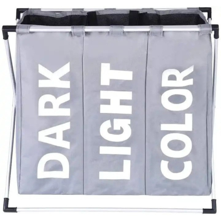 Cos de rufe, VarioShop, 3 compartimente, capac si manere, impermeabil, gri, 64.5x58x36.5cm