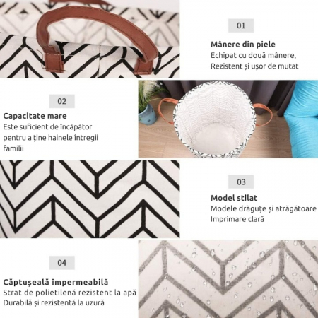 Cos Depozitare pentru Jucarii sau Haine VarioShop®, Capacitate 45 L, Marime XL, Pliabil, Manere pentru Transport, 40 x 35 cm, Alb [3]