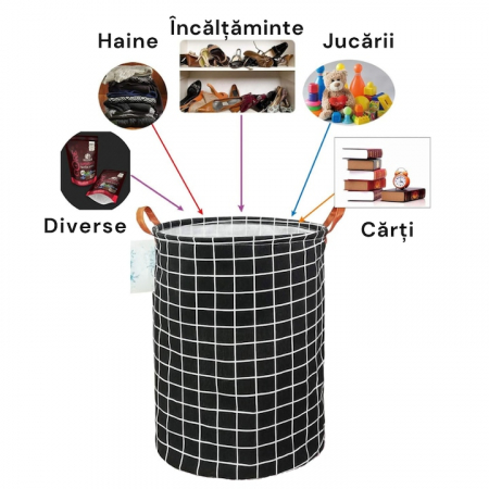 Cos Depozitare pentru Jucarii sau Haine VarioShop®, Capacitate 45 L, Marime XL, Pliabil, Manere pentru Transport, 40 x 35 cm, Negru [4]