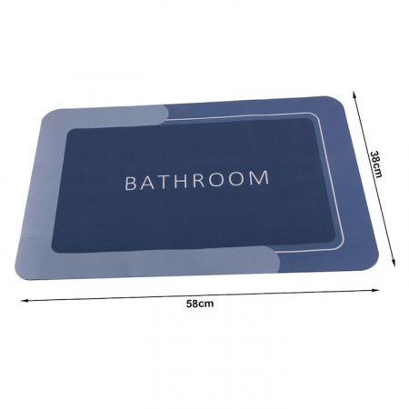 Covor de baie antiderapant VarioShop®, substrat absorbant, uscare rapida, usor de curatat, dimensiune 58 x 38 cm, Albastru [6]