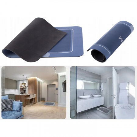 Covor de baie antiderapant VarioShop®, substrat absorbant, uscare rapida, usor de curatat, dimensiune 58 x 38 cm, Albastru [5]